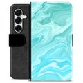 Etui Portfel Premium - Samsung Galaxy S25+ - Błękitny Marmur