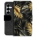 Etui Portfel Premium - Samsung Galaxy S25+ - Złote Liście