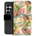 Etui Portfel Premium - Samsung Galaxy S25+ - Różowe Kwiaty
