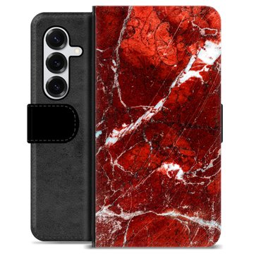 Etui Portfel Premium - Samsung Galaxy S25+ - Czerwony Marmur
