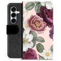Etui Portfel Premium - Samsung Galaxy S25+ - Romantyczne Kwiaty