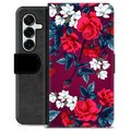 Etui Portfel Premium - Samsung Galaxy S25+ - Vintage Kwiaty