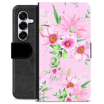 Etui Portfel Premium - Samsung Galaxy S25+ - Kwiaty Akwarelowe