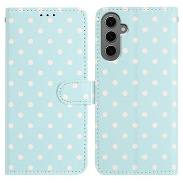 Samsung Galaxy S25 Etui Portfelowe w Kropki - Niebieski