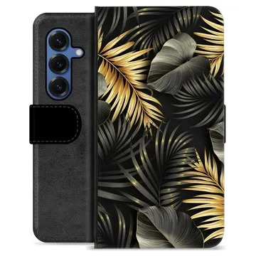 Etui Portfel Premium - Samsung Galaxy S25 - Złote Liście