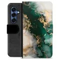 Etui Portfel Premium - Samsung Galaxy S25 - Jadeitowy Marmur