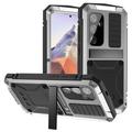 Etui Premium Samsung Galaxy S25 R-Just z podpórką i ochroną ekranu ze szkła hartowanego - srebrne