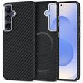 Plastikowe etui Samsung Galaxy S25 Tech-Protect Ion Carbon  - kompatybilne z MagSafe - czarny / srebrny