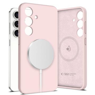 Etui z płynnego silikonu Samsung Galaxy S25 Tech-Protect - kompatybilny z MagSafe - Różowa Perła