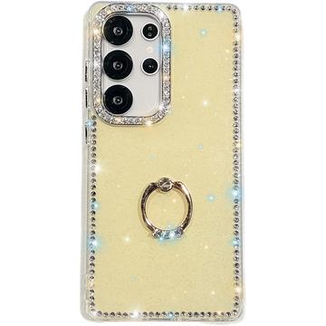 Samsung Galaxy S25 Ultra CrystalGlow Hybrydowe etui z uchwytem na pierścień - żółty