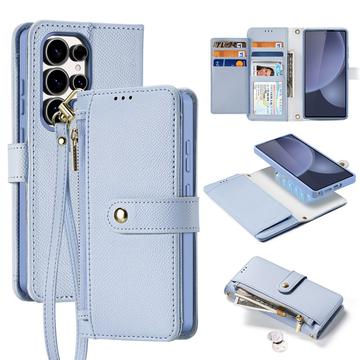Samsung Galaxy S25 Ultra Dux Ducis Lawa Wallet Skórzane etui z magnetyczną osłoną - Lazurowy