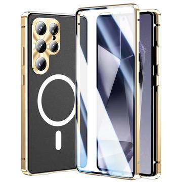 Samsung Galaxy S25 Ultra Etui magnetyczne z zabezpieczeniem ekranu ze szkła hartowanego - kompatybilny z MagSafe - złoty