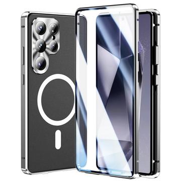 Samsung Galaxy S25 Ultra Etui magnetyczne z zabezpieczeniem ekranu ze szkła hartowanego - kompatybilny z MagSafe - srebrny