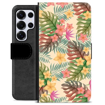 Etui Portfel Premium - Samsung Galaxy S25 Ultra - Różowe Kwiaty