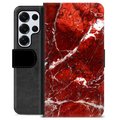 Etui Portfel Premium - Samsung Galaxy S25 Ultra - Czerwony Marmur