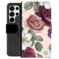 Etui Portfel Premium - Samsung Galaxy S25 Ultra - Romantyczne Kwiaty