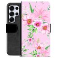 Etui Portfel Premium - Samsung Galaxy S25 Ultra - Kwiaty Akwarelowe