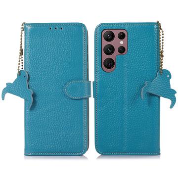 Samsung Galaxy S25 Ultra Skórzane Etui z Portfelem z RFID - Błękit