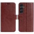 Etui z Portfelem do Samsung Galaxy S25 z Magnetycznym Zamknięciem - Brąz