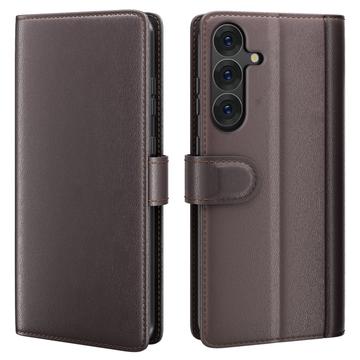 Skórzane Etui-portfel z Podpórką do Samsung Galaxy S25 - Brąz