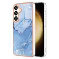 Samsung Galaxy S25+ - Galwanizowane Etui IMD z TPU z Deseniem Marmuru - Błękit