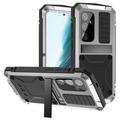 Etui Premium Samsung Galaxy S25+ R-Just z podpórką i ochroną ekranu ze szkła hartowanego - Srebrny