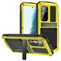 Etui Premium Samsung Galaxy S25+ R-Just z podpórką i ochroną ekranu ze szkła hartowanego - żółty