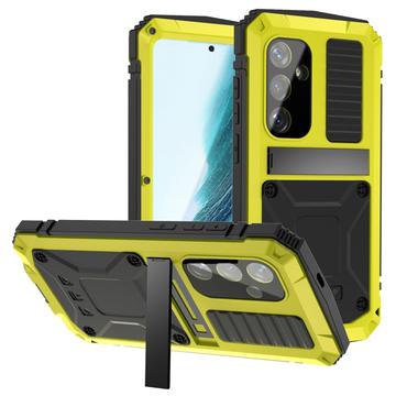 Etui Premium Samsung Galaxy S25+ R-Just z podpórką i ochroną ekranu ze szkła hartowanego - żółty
