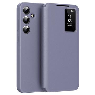 Samsung Galaxy S25+ Smart Clear View Etui z klapką z kieszenią na kartę - szaro-fioletowy