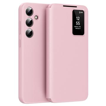 Samsung Galaxy S25+ Smart Clear View Etui z klapką z miejscem na kartę - różowy