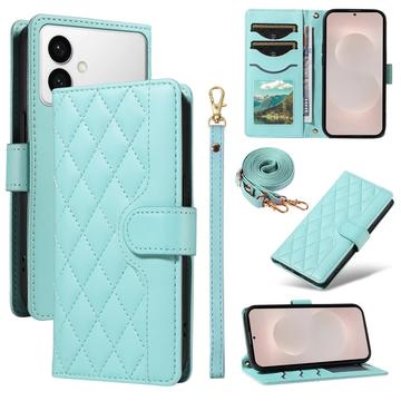 Luksusowe pikowane etui-portfel Samsung Galaxy S26 Edge - Zieleń
