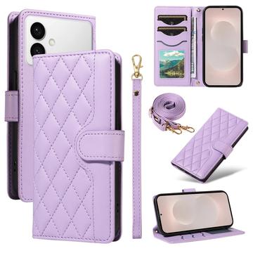 Luksusowe pikowane etui-portfel Samsung Galaxy S26 Edge - fioletowy