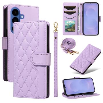 Luksusowe pikowane etui-portfel Samsung Galaxy S26/S26 Pro - fioletowy