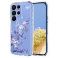 Etui TPU z kwiatowym wzorem na Samsung Galaxy S26 Ultra - fioletowe