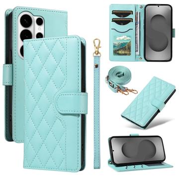 Luksusowe pikowane etui-portfel do Samsung Galaxy S26 Ultra - Zieleń