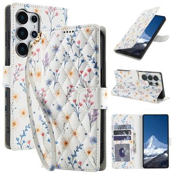 Samsung Galaxy S26 Ultra Etui na portfel z rombowym wzorem kwiatowym
