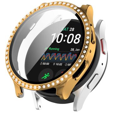 Samsung Galaxy Watch7 Ozdobne Etui z Kryształkami z Osłoną Ekranu - 40mm - Złoto