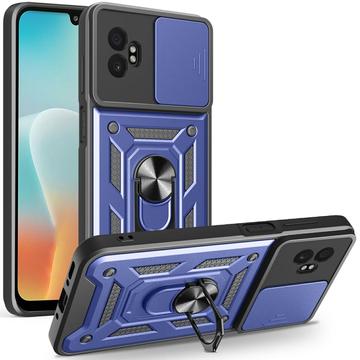 Samsung Galaxy XCover7 Pro Hybrydowe Etui z Pierścieniem Obrotowym z Osłoną Aparatu - Błękit