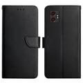 Samsung Galaxy XCover7 Pro Skórzane Etui-portfel z Podpórką - Czarne
