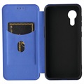 Samsung Galaxy Xcover 5 Etui z Klapką - Włókno Węglowe - Błękit
