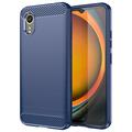 Szczotkowane Etui z TPU do Samsung Galaxy Xcover7 - Włókno Węglowe - Błękit