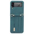 Samsung Galaxy Z Flip4 5G Hybrydowe Etui z Uchwytem na Karty - Zielony