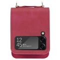 Samsung Galaxy Z Flip4 5G Hybrydowe Etui z Uchwytem na Karty - Czerwień