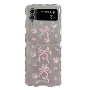Samsung Galaxy Z Flip4 Stylowe etui z TPU z falistą krawędzią - różowe kokardki