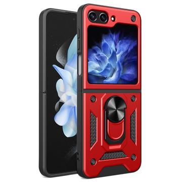 Samsung Galaxy Z Flip6 Hybrydowe Etui z Uchwytem Ring - Czerwień