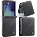 Etui-portfel z fakturą cielęcą z blokadą RFID Samsung Galaxy Z Flip7 Caseme 033 - Czarny