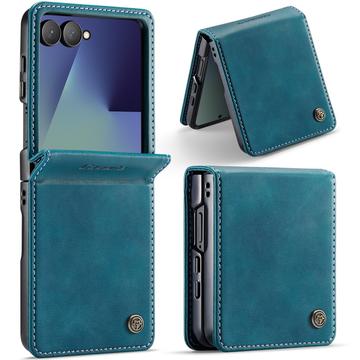 Etui-portfel z fakturą cielęcą z blokadą RFID Samsung Galaxy Z Flip7 Caseme 033 - Zielony