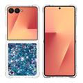 Etui z TPU Samsung Galaxy Z Flip7 Glitter Quicksand - Niebieskie serca