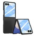 Plastikowe etui Samsung Galaxy Z Flip7 z zewnętrzną osłoną ekranu ze szkła hartowanego - czarne