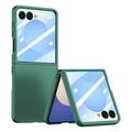 Plastikowe etui Samsung Galaxy Z Flip7 z zewnętrzną osłoną ekranu ze szkła hartowanego - ciemnozielone